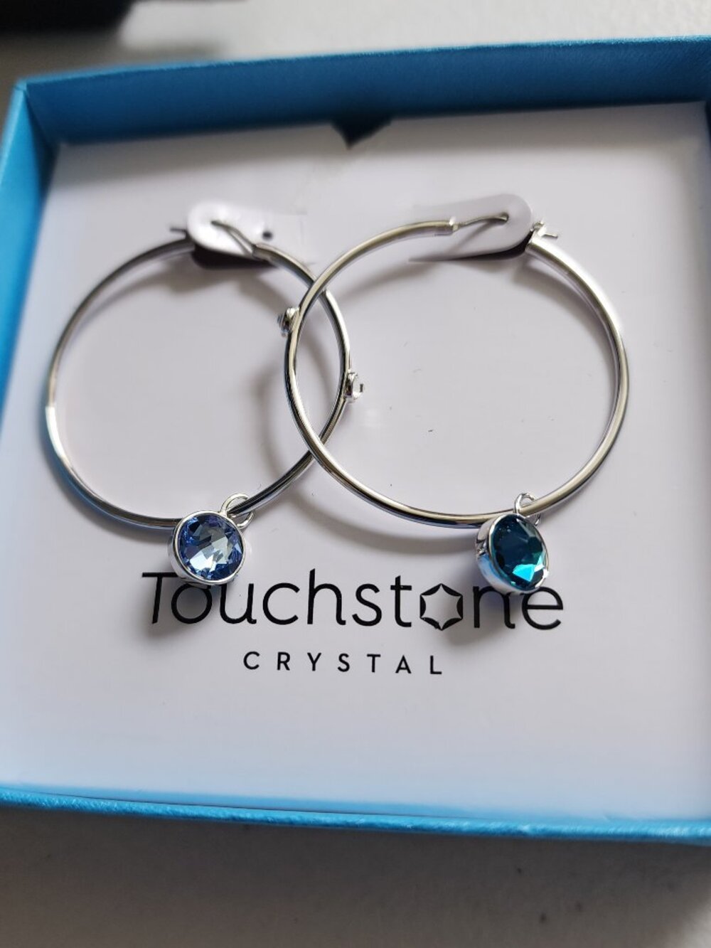 Touchstone Crystal Changeable Silver Hoop Earrings